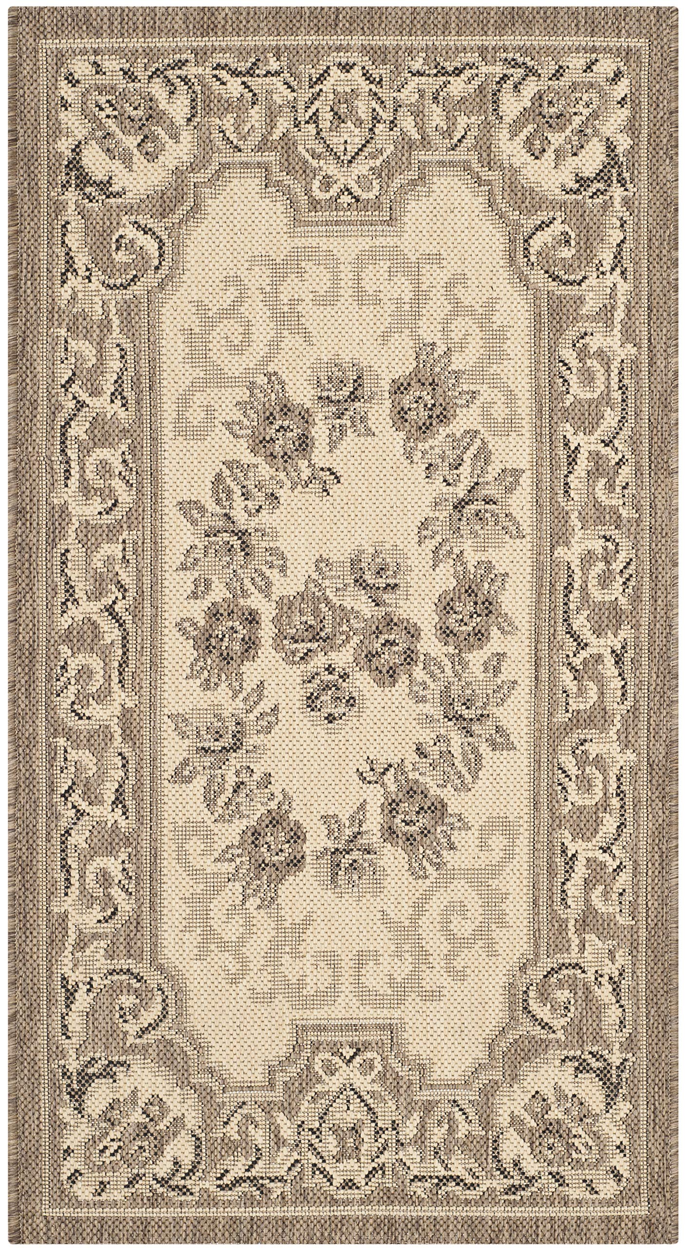 Safavieh Courtyard Collection 2' X 3'7' Cream/Brown Cy7208 Indoor/ Outdoor Waterproof Easy Cleaning Patio Backyard Mudroom Acce